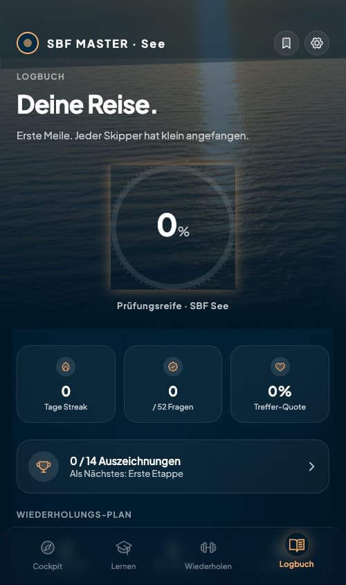 Logbuch mit Törneinträgen