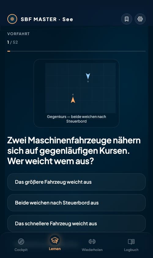 SRS-Lernkarte mit Antwortoptionen